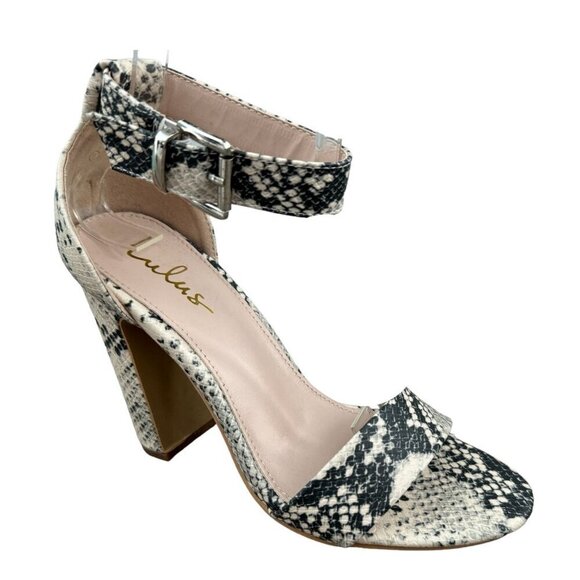 Lulu's NEW! Snakeprint Single Band Chunky Heel Sandal w Ankle Strap Women's Sz 8 - Picture 3 of 12